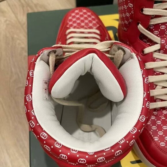 NIB Authentic Gucci-Dapper Dan Calfskin GG Micro Monogram Mens High Top Sneakers - Picture 5 of 7